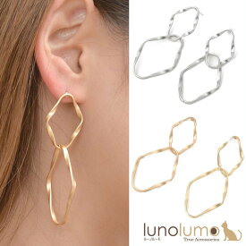 SALE ピアス レディース ゴールド シルバー メタル 艶消し ひし形 おおぶり コンビ ダブル PI