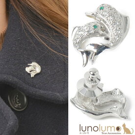 ピンバッチ ラペルピン ピンブローチ タックピン イルカ 海豚 いるか キラキラ メタル B