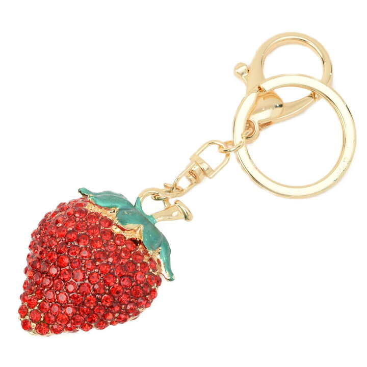 楽天市場 メール便送料無料 キーホルダー バッグチャーム イチゴ 苺 いちご 果物 キラキラ ラインストーン プレゼント Z ルーノルーモ 楽天市場店