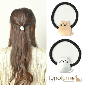 【メール便送料無料】ヘアゴム ヘアアクセサリー ヘアアクセ 猫 ネコ ねこ レディース メタル ゴールド シルバー H