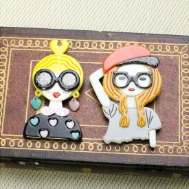 ブローチ レディース 樹脂 女の子 ミセス マダム お洒落 メガネ 眼鏡 サングラス プレゼント B