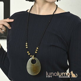 日本製 ネックレス ペンダント アクセサリー レディース 水牛の角 大きめ 高級感 プレゼント N