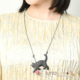 ネックレス ペンダント レディース 猫 黒猫 ネコ ねこ 毬 ボール ウッド 天然素材 カジュアル N