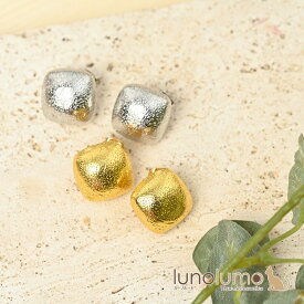 ピアス レディース メタル ゴールド シルバー 表面加工 ころん スクエア シルバー925 PI