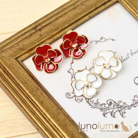 【メール便送料無料】ピアス レディース 花 フラワー 白 赤 ゴールド メタル 大人可愛い プレゼント シルバー925 PI