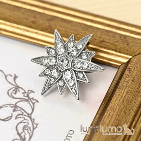 ピンバッチ ラペルピン ピンブローチ ラインストーン キラキラ 十二芒星 シルバー プレゼント B