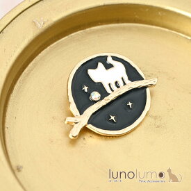 【メール便送料無料】ブローチ レディース 猫 ネコ ねこ ハロウィン 夜空 キラキラ ゴールド 黒 可愛い プレゼント BR
