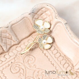 【メール便送料無料】ブローチ レディース 花 フラワー 白 パール　キラキラ ゴールド 可愛い プレゼント BR