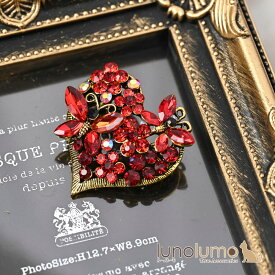 【メール便送料無料】ブローチ レディース ハート 花 フラワー ちょうちょ 蝶 赤 ゴールド キラキラ プレゼント BR
