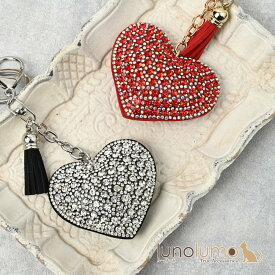 キーホルダー バッグチャーム レディース ハート キラキラ 赤 シルバー 可愛い プレゼント KH