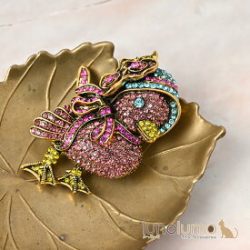 ブローチ ひよこ ヒヨコ ピンク ビジュ キラキラ ラインストーン 高級感 エレガンス プレゼント BR