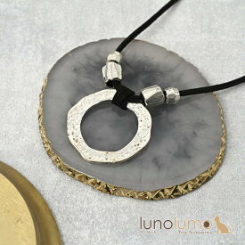 ネックレス ペンダント レディース メタル シルバー リング カジュアル シンプル 紐ネックレス N