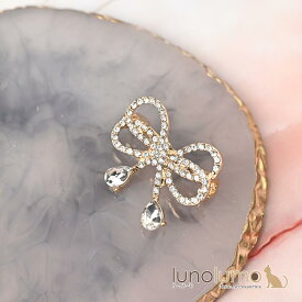 【メール便送料無料】ブローチ ミニブローチ レディース リボン りぼん キラキラ ラインストーン 可愛い プレゼント BR