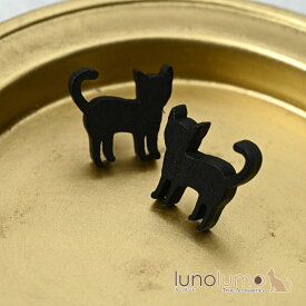 【メール便送料無料】ピアス レディース 猫 ネコ ねこ 黒猫 猫雑貨 シルエット 可愛い ウッド 木 プレゼント PI