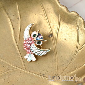 【メール便送料無料】ブローチ ミニブローチ レディース フクロウ ふくろう 梟 ミミズク キラキラ 縁起物 プレゼント BR