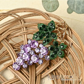 ブローチ レディース ぶどう ブドウ 葡萄 収穫祭 秋 キラキラ ラインストーン 紫 BR