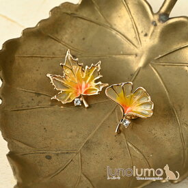 ピンバッジ ラペルピン ピンブローチ レディース 銀杏 イチョウ 楓 カエデ 紅葉 もみじ BR