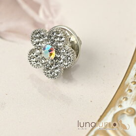 【メール便送料無料】ピンバッチ ラペルピン ピンブローチ タックピン 花 フラワー シルバー キラキラ ビジュ BR