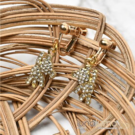 日本製 イヤリング レディース クマ くま 熊 ゴールド ラインストーン キラキラ E