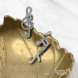 イヤリング レディース 音符 ト音記号 音楽 ラインストーン キラキラ プレゼント E