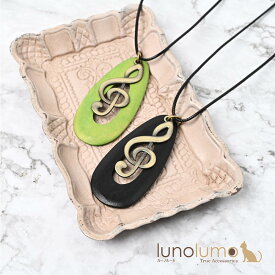 日本製 ネックレス ペンダント ト音記号 音符 ウッド 天然素材 レトロ アンティーク カジュアル N