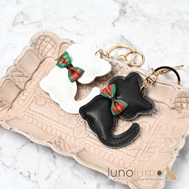 キーホルダー バッグチャーム レディース 猫 ネコ ねこ リボン チェック柄 可愛い プレゼント KH