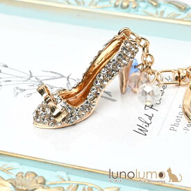 キーホルダー バッグチャーム レディース ハイヒール リボン ゴールド ラインストーン キラキラ KH