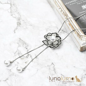 ネックレス スライダー レディース パール 花 フラワー ラインストーン キラキラ 高見え N