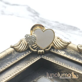 ピンバッチ ラペルピン ピンブローチ タックピン ハート キラキラ 白 可愛い バレンタイン BR