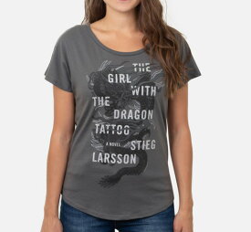 [Out of Print] Stieg Larsson / The Girl with the Dragon Tattoo Relaxed Fit Tee (Dark Grey) (Womens)