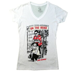 [Out of Print] Jack Kerouac / On The Road V-Neck Tee (White) (Womens) -�W���b�N�E�P���A�b�N / �I���E�U�E���[�h T�V���c