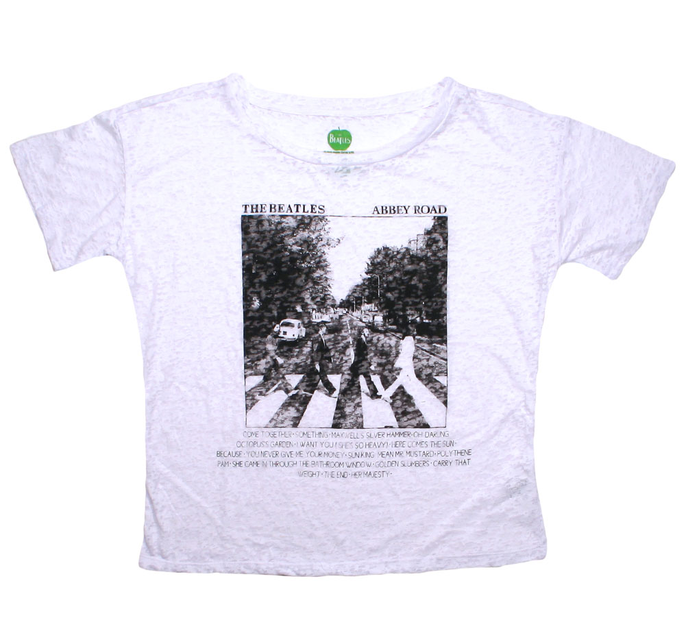 WEB限定 ザ ビートルズ アビイ ロード バーンアウト Tシャツ The 数量限定 Beatles White Burnout Tee Road Abbey Womens