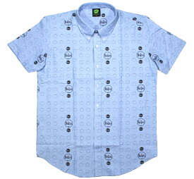 The Beatles / Drum and Apples Button Down Short Sleeve Shirt (Oxford Blue) -ビートルズ ボタンダウン シャツ