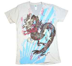 The Clash / Dragon Burst V-Neck Tee (Earth Natural) - �U�E�N���b�V�� T�V���c