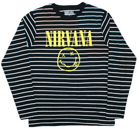 Nirvana / Smile Striped Long Sleeve Tee 20 (Black/White) - ニルヴァーナ ロングスリーブ Tシャツ