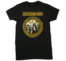 Ramones / Distressed Yellow Band Seal Tee (Charcoal) - ラモーンズ Tシャツ