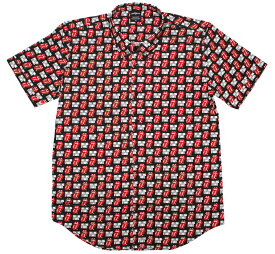 The Rolling Stones / Tongue and Text Button Down Short Sleeve Shirt (Black) - ザ・ローリング・ストーンズ / ボタンダウン シャツ