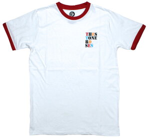 The Stone Roses / Side Text Ringer Tee (White/Red) - �U�E�X�g�[���E���[�[�Y T�V���c
