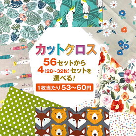 はぎれ セット 大容量 【4/24 20時- P5倍!| 1,500円以上100円OFFクーポン!】 カットクロス かわいい 福袋 花柄 北欧 [56種類から4セット選べる] 手芸 生地 詰め合わせ アソート 綿 100％ 25cmx25cm ハンドメイド 布 端切れ 裁縫 まとめ 蜜蝋ラップ ハギレ 送料無料