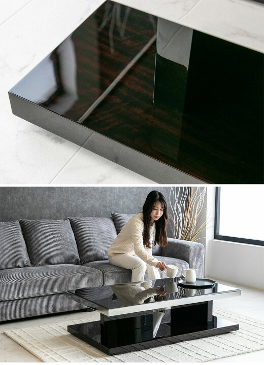 楽天市場】【送料無料】 センターテーブル 高級感 長方形 モダン  