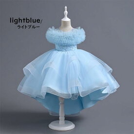 子供ドレス　ピアノ発表会ドレス　子供フォーマルドレス　フラワーガール　ピンク　ゴールド　ホワイト　ブルー　女の子ドレス　プリンセスドレス　七五三撮影ドレス　スコンクールドレス　演奏会　お誕生会　結婚式　キッズドレス　90cm ~140cm