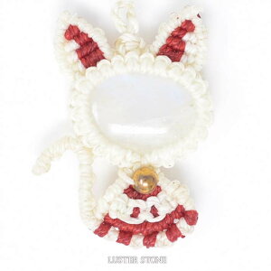 マクラメ マクラメ編み ブルームーンストーン ストラップ ねこネコ 猫 天然石 パワーストーン プレゼント 開運 ギフト