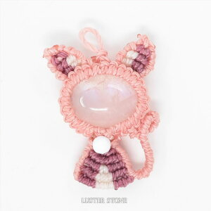 マクラメ マクラメ編み ブルームーンストーン ホワイトオニキス ストラップ付 ねこネコ 猫 天然石 パワーストーン プレゼント 開運 ギフト