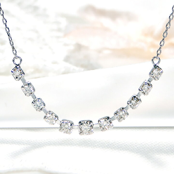 楽天市場】K18WG【0.30ct】ダイヤモンド ライン ネックレス【送料無料 