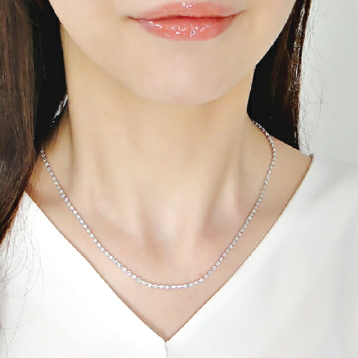 楽天市場】【3.0ct】Pt900/K18YG ダイヤモンド テニス ネックレス 