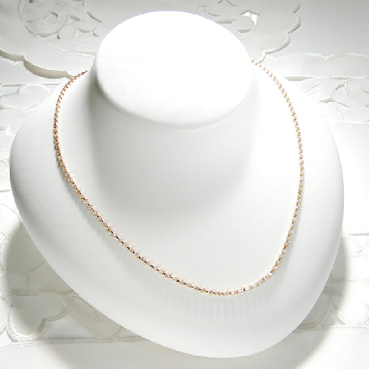 楽天市場】【3.0ct】Pt900/K18YG ダイヤモンド テニス ネックレス 