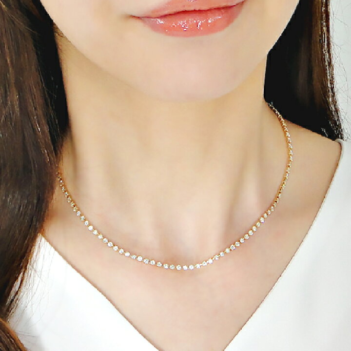 楽天市場】【5.0ct】K18YG ダイヤモンド テニス ネックレス【送料無料  