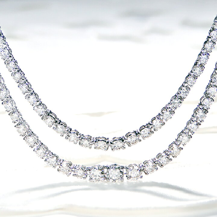 楽天市場】【10.0ct】Pt850 ダイヤモンド 2連 ネックレス【送料無料 