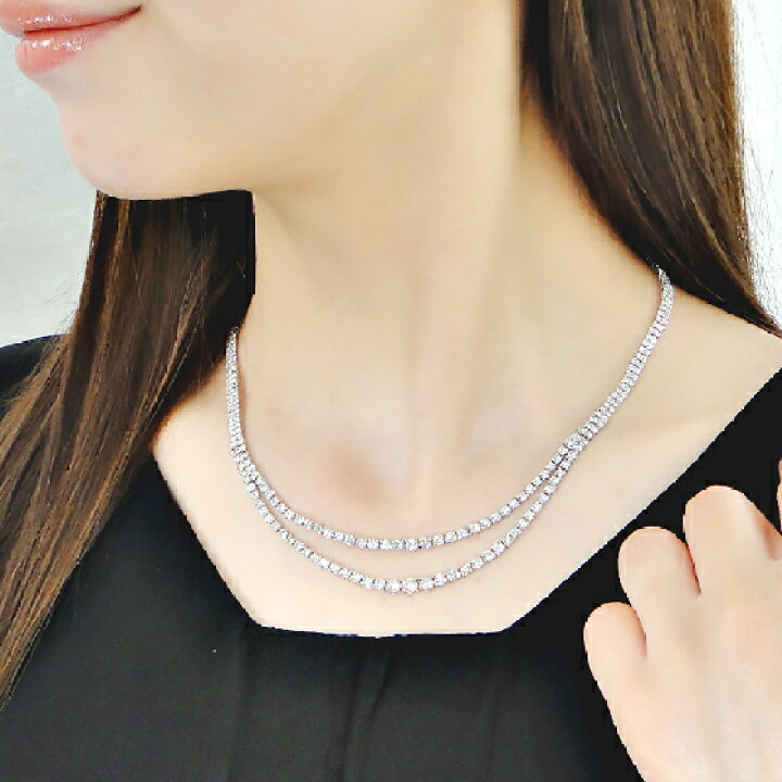 楽天市場】【10.0ct】Pt850 ダイヤモンド 2連 ネックレス【送料無料 