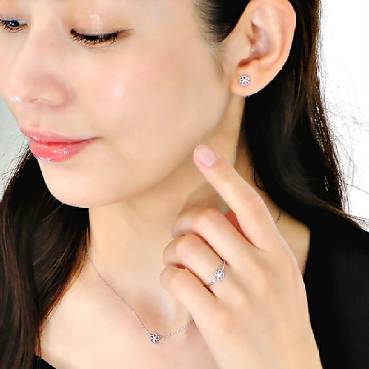 楽天市場】【3点セット】K18WG フラワーモチーフ ネックレス リング 